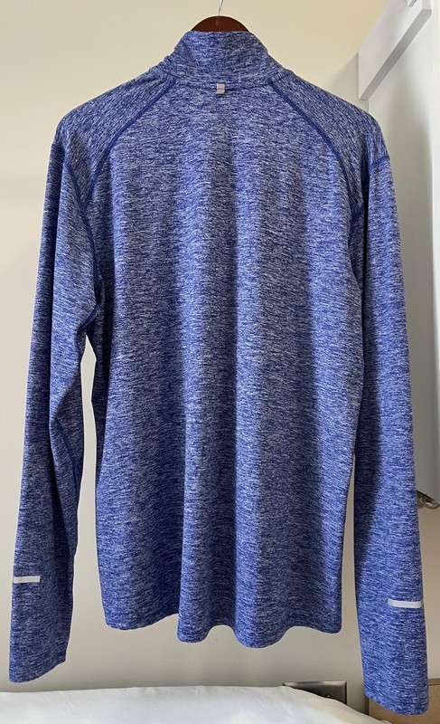 Nike Dri-Fit Running Pullover Mens Large Blue Heather/Orange 1/4 Zip 683485-457 gallery