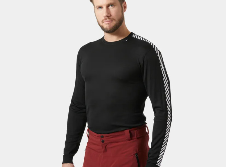 Helly Hansen Men's Lifa Base Layer Long Sleeve Crew Neck Stripe Sleeve Black XL gallery