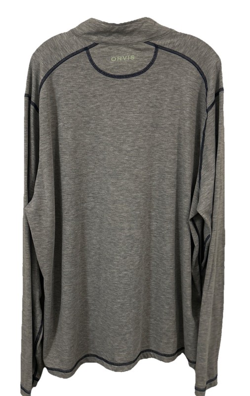 Orvis 1/4 Zip Performance Pullover Mens XXL Gray Long Sleeve Logo Navy Stitching gallery