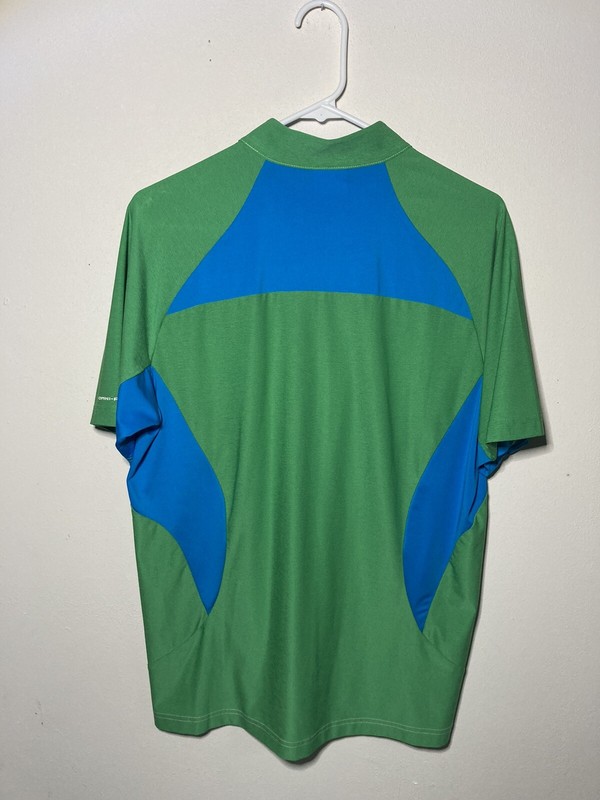 Columbia Omni-Freeze Green White Blue 1/4 Zip Mens Large Breast Pocket Shirt gallery