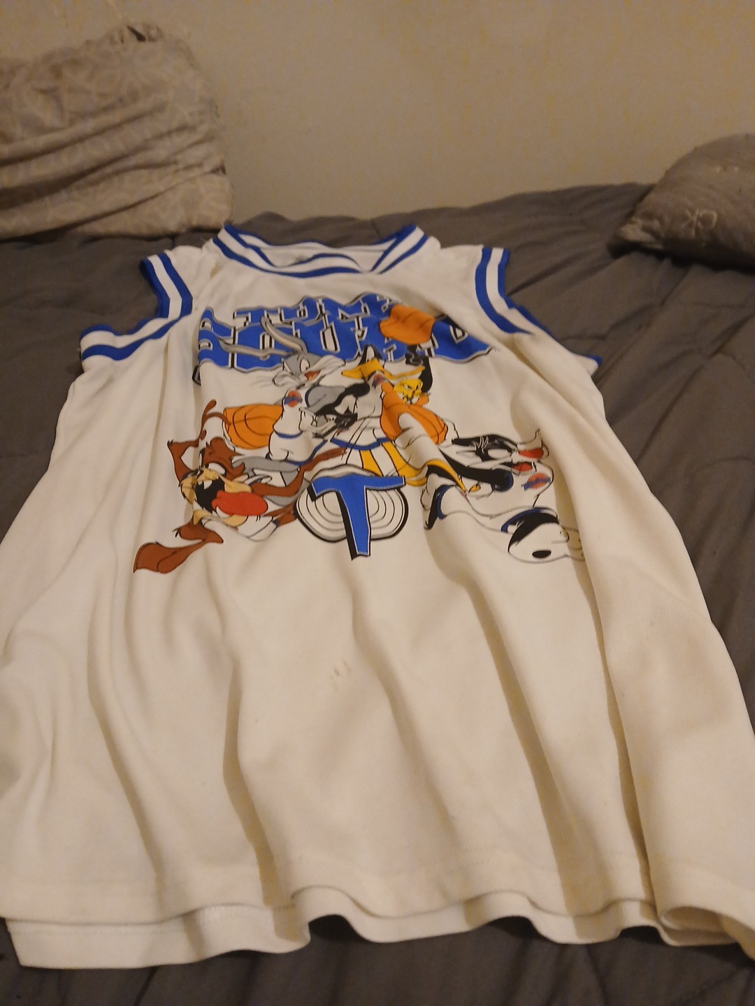 Space Jam Looney Tunes Graphic Basketball Jersey Tank Top L White/Blue gallery