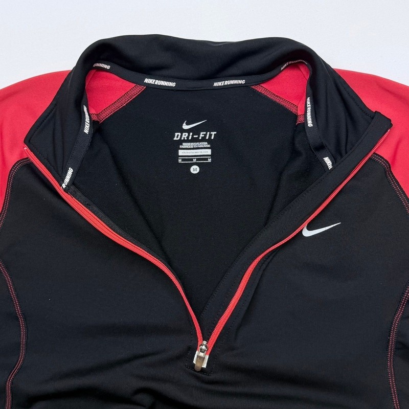 Nike Dri-FIT Mens Mock Neck Long Sleeve Training Shirt Black Red 438726-011 M gallery