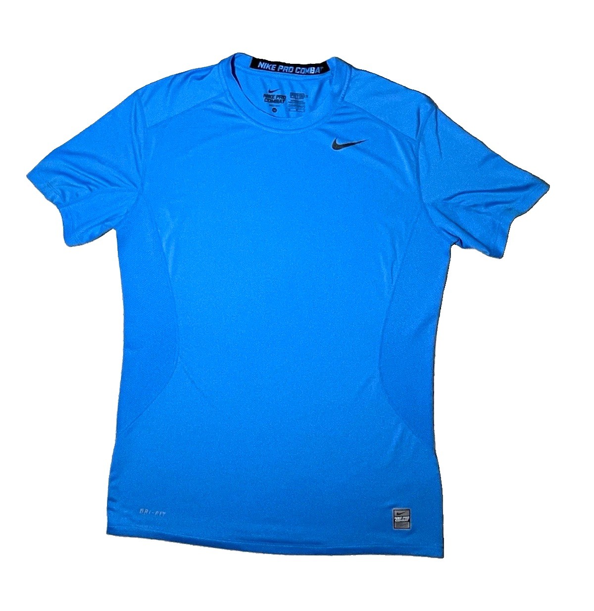 Nike Pro Combat Dri-FIT Mens Medium Blue Athletic Short Sleeve Training Shirt gallery