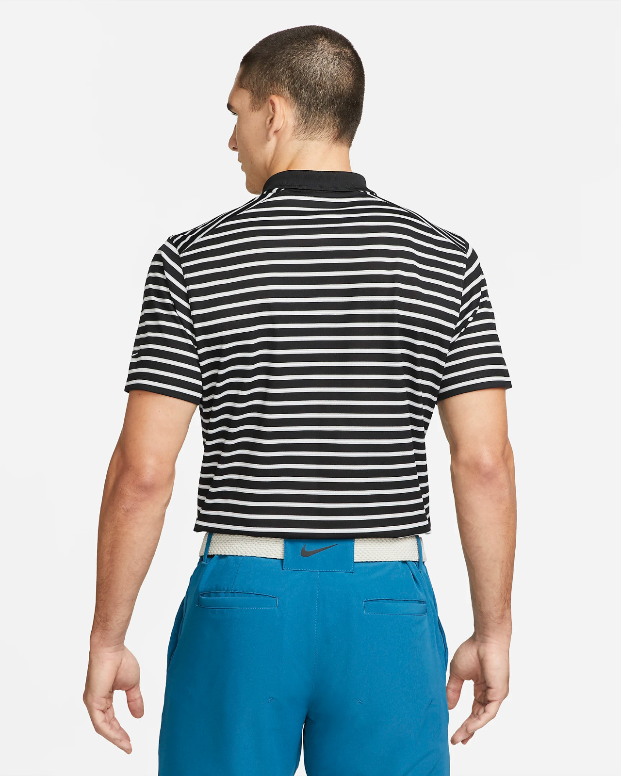 Nike Dri-FIT Victory Mens Stripe Polo Shirt Short Sleeve Black White Medium gallery