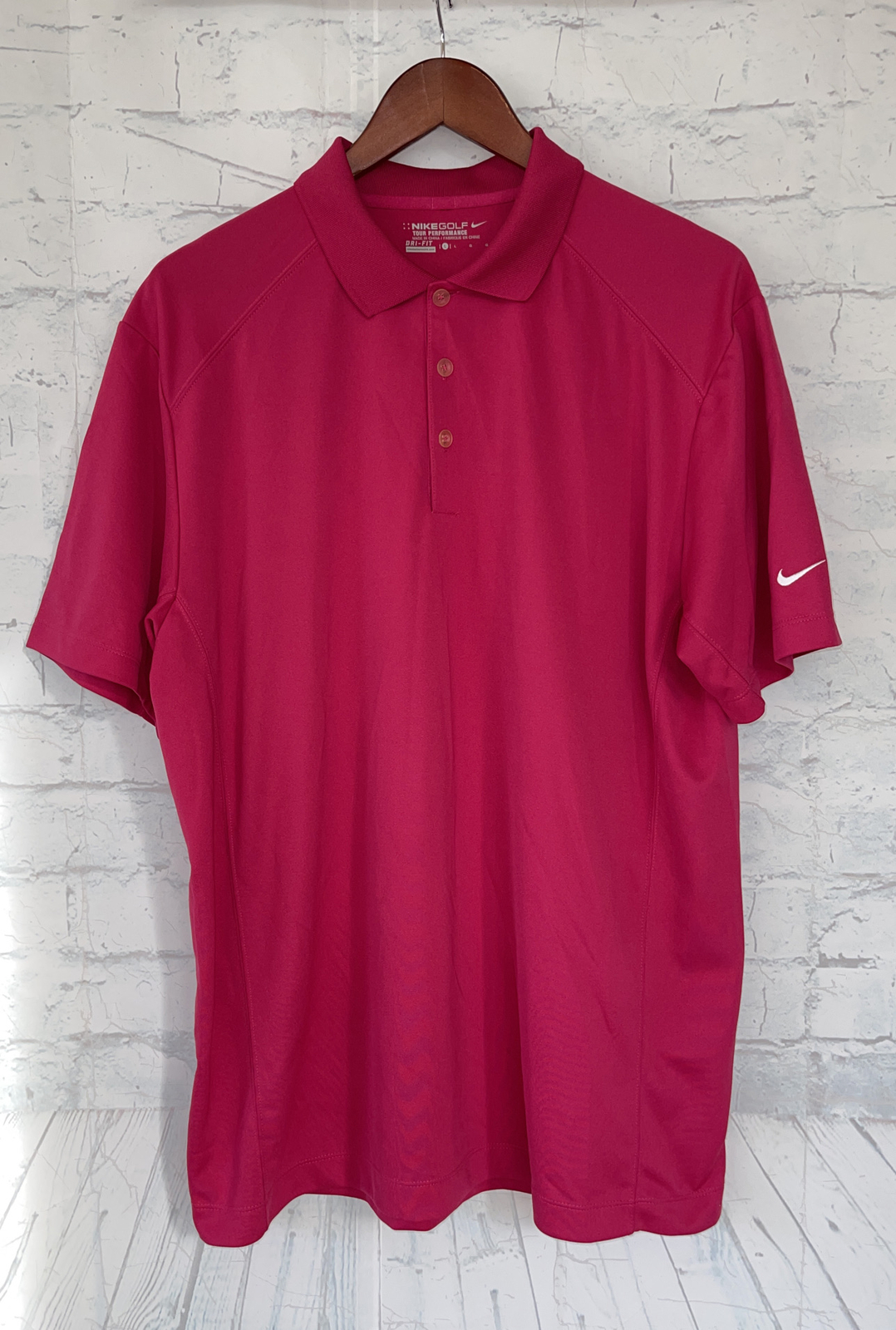 Nike Mens Dri Fit Golf Tour Performance Polo Shirt- 509167-646 - Pink/White - L gallery