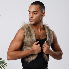Sleeveless Faux Fur Vest for Women Men Unisex Adult Cosplay Jacket Coat Costume
