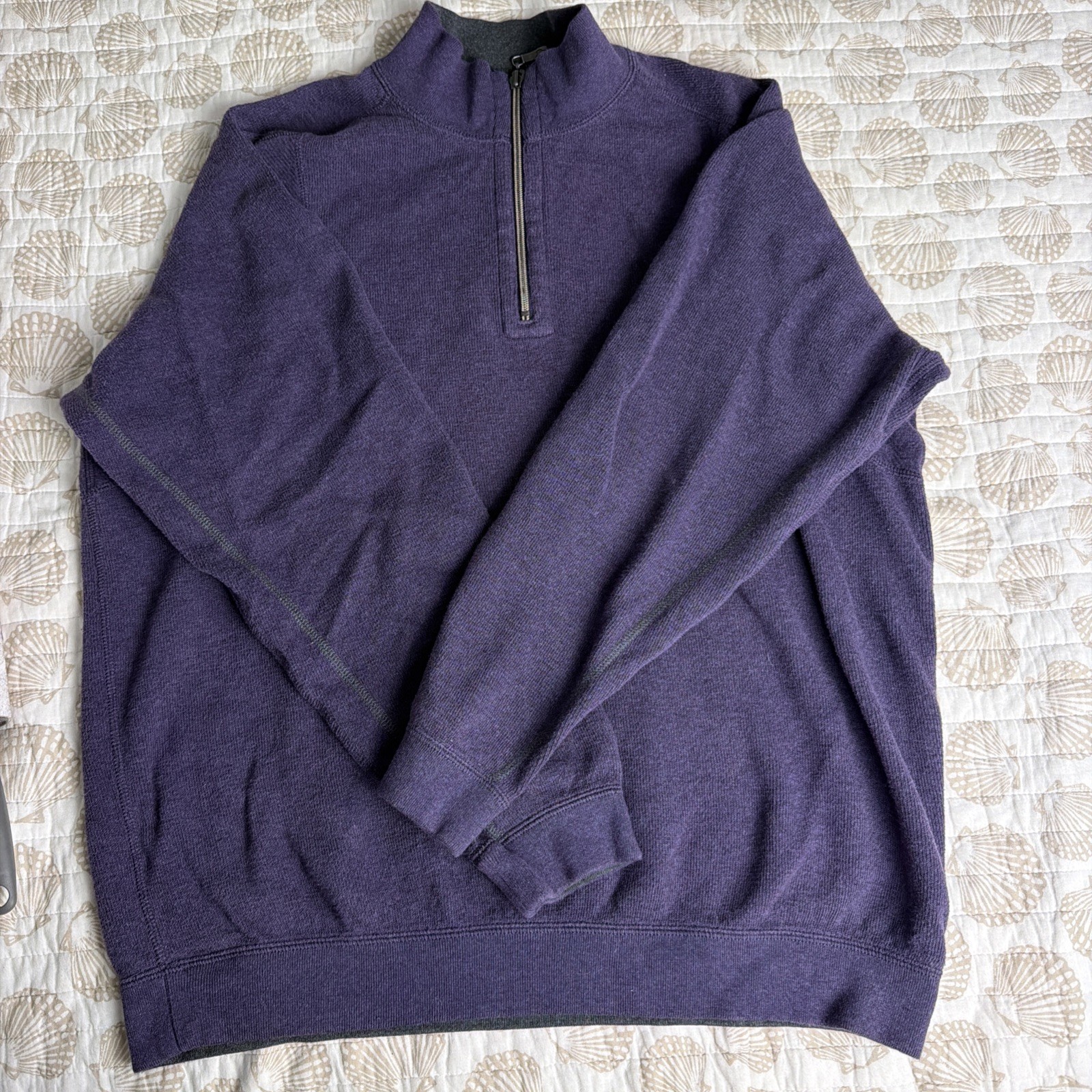 Tommy Bahama Pullover Sweatshirt 1/4 Zipper Purple Sz see measurment below gallery