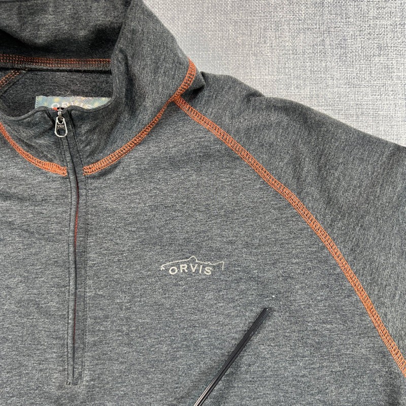 Orvis Trout Bum 1/4 Zip Performance Pullover Men L Gray Outdoor Stretch Layer gallery