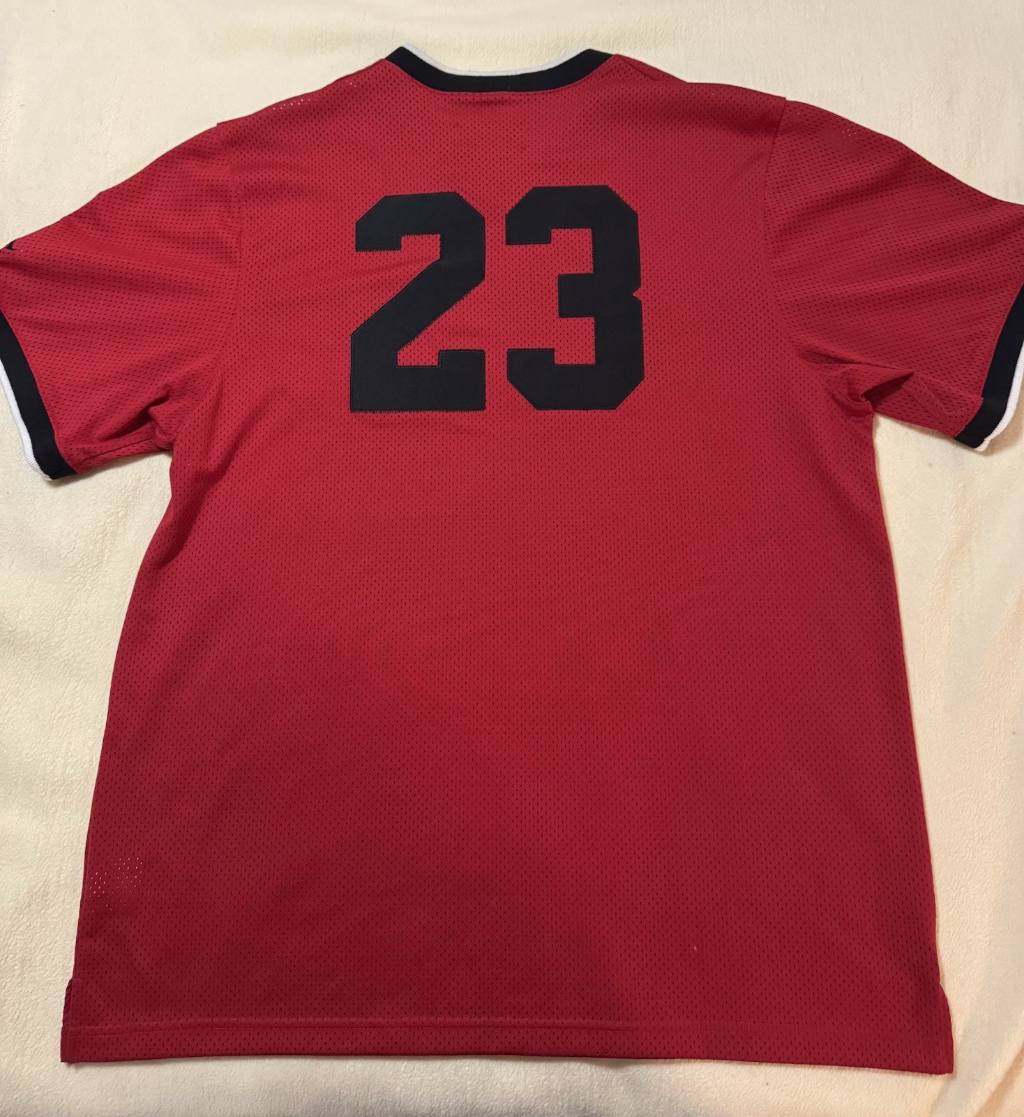Jordan Men’s XL Red Mesh V-Neck Jersey T-Shirt Breathable Jumpman #23 gallery
