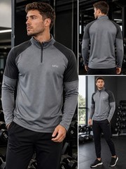 BoohooMAN 1/4 Zip Pullover Mens XS Gray Athletic Base Layer Training Top