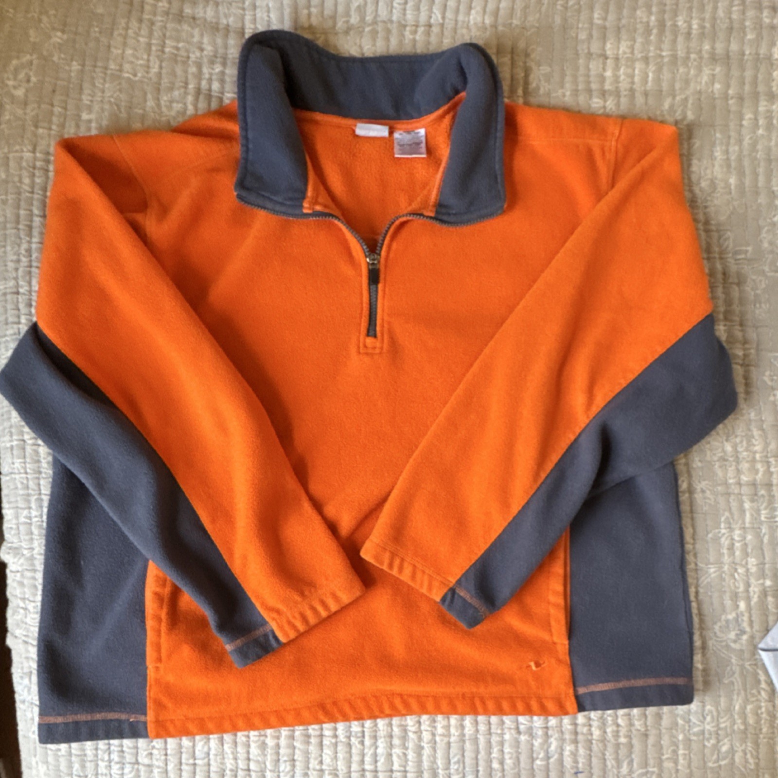 Athletic Work Orange Gray Fleece Pullover 1/4 Zip Mens XL Hunting Outdoor gallery