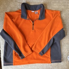 Athletic Work Orange Gray Fleece Pullover 1/4 Zip Mens XL Hunting Outdoor