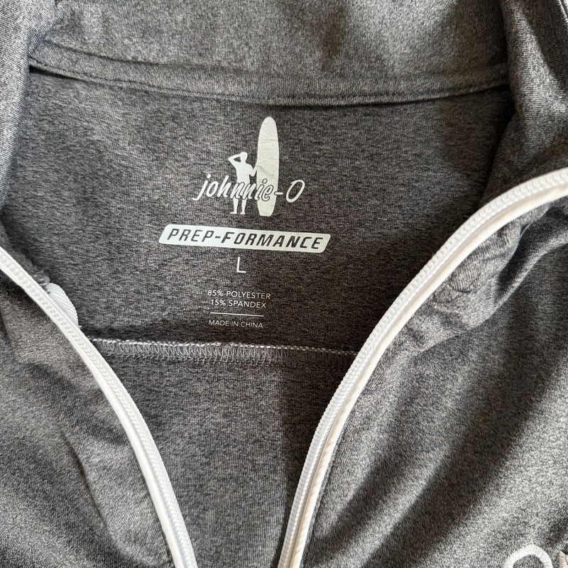 Johnnie-O Prep Performance Gray Quarter Zip Pullover Sweater Mens Size L Logo gallery