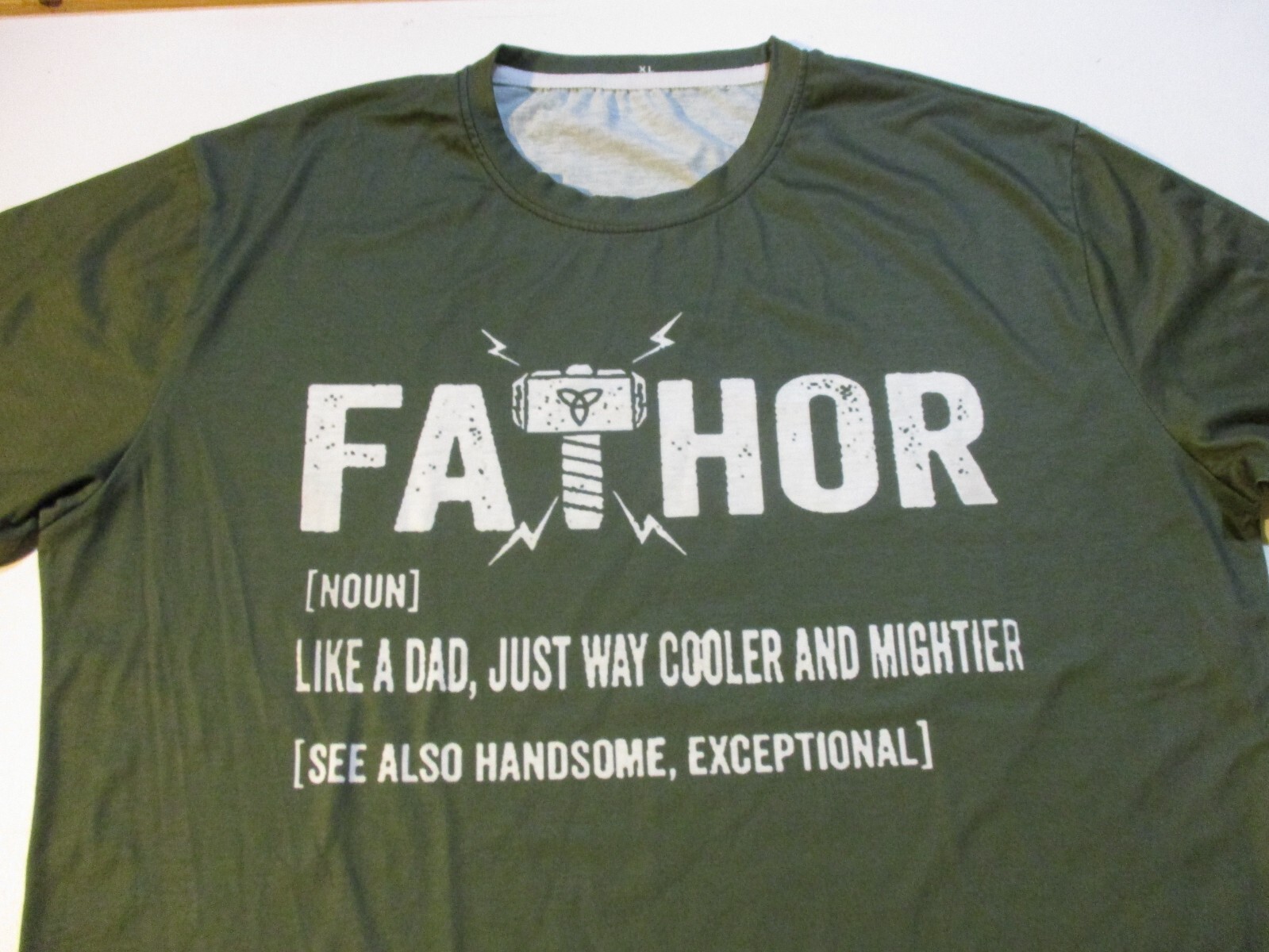 FATHOR LIKE A DAD. JUST COOLER & MIGHTIER THOR MJOLNIR ATHLETIC SHIRT XL COMIC gallery