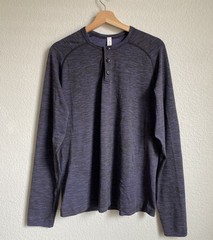 Lululemon Metal Vent Tech Henley Long Sleeve Deep Purple Black Size Large