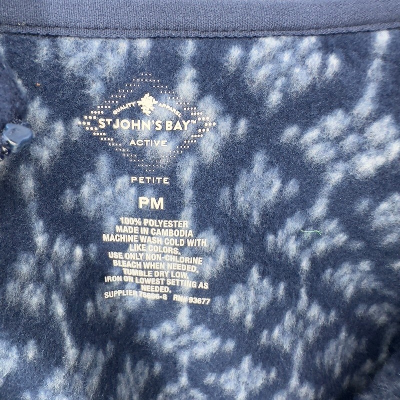 St John's Bay Active Petite Blue Patterned 1/4 Zip Pullover Top gallery