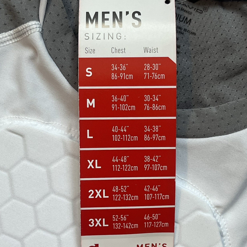 NWT McDavid 7610 Men’s Hexpad Hex Sternum Shirt Sz Medium White Grey gallery