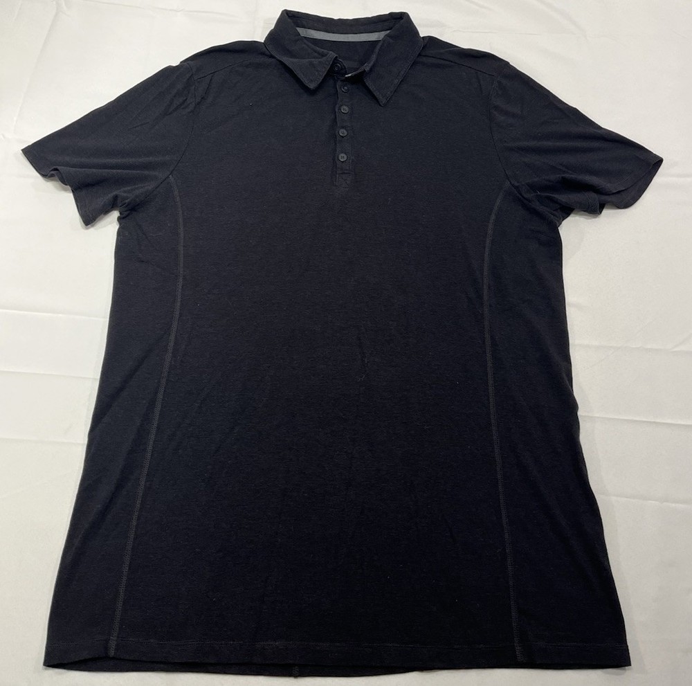 Hylete Icon Polo Shirt Mens XL Short Sleeve Black Activewear Gym Yoga Bamboo