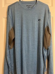 Costa Men XL Heather Blue Shirt Long Sleeve UV Protection Quick Dry Fishing