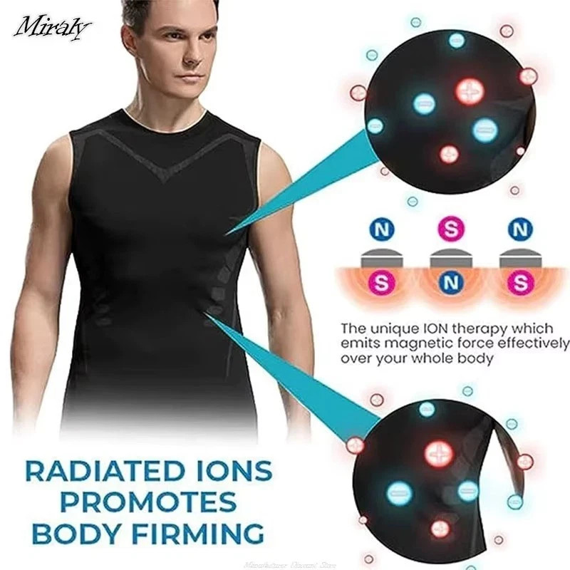 Men Compression Shirt Version Ionic Shaping Sleeveless Vest Sport Tank Top S-2XL gallery