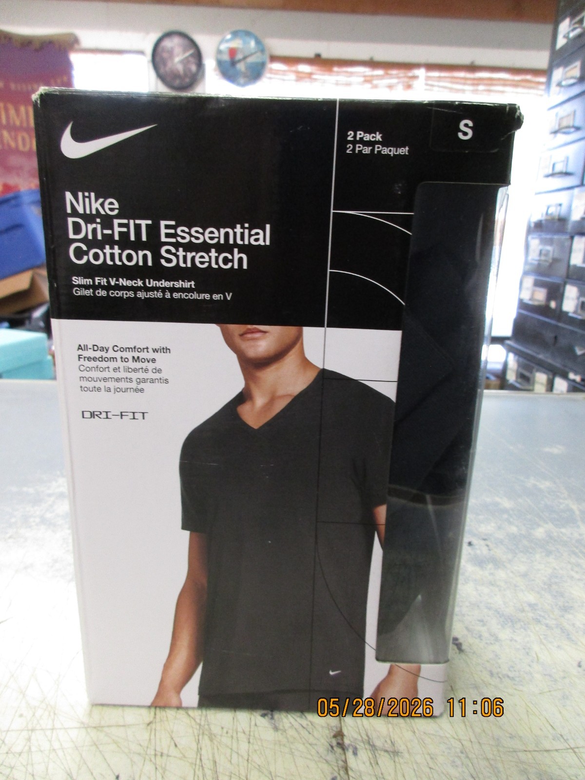 One New White Nike Dri Fit Cotton Stretch Men's SZ S Short Sleeve V-Neck T Shirt gallery