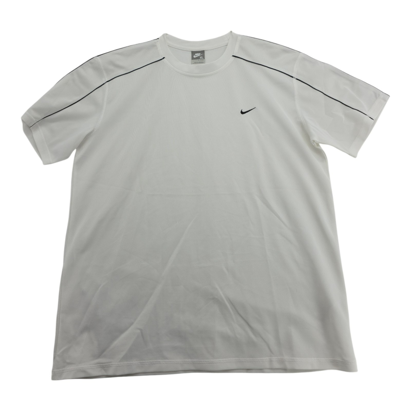 Nike Shirt Mens XL White Black Stripe Short Sleeve Athletic Tee Gray Tag gallery