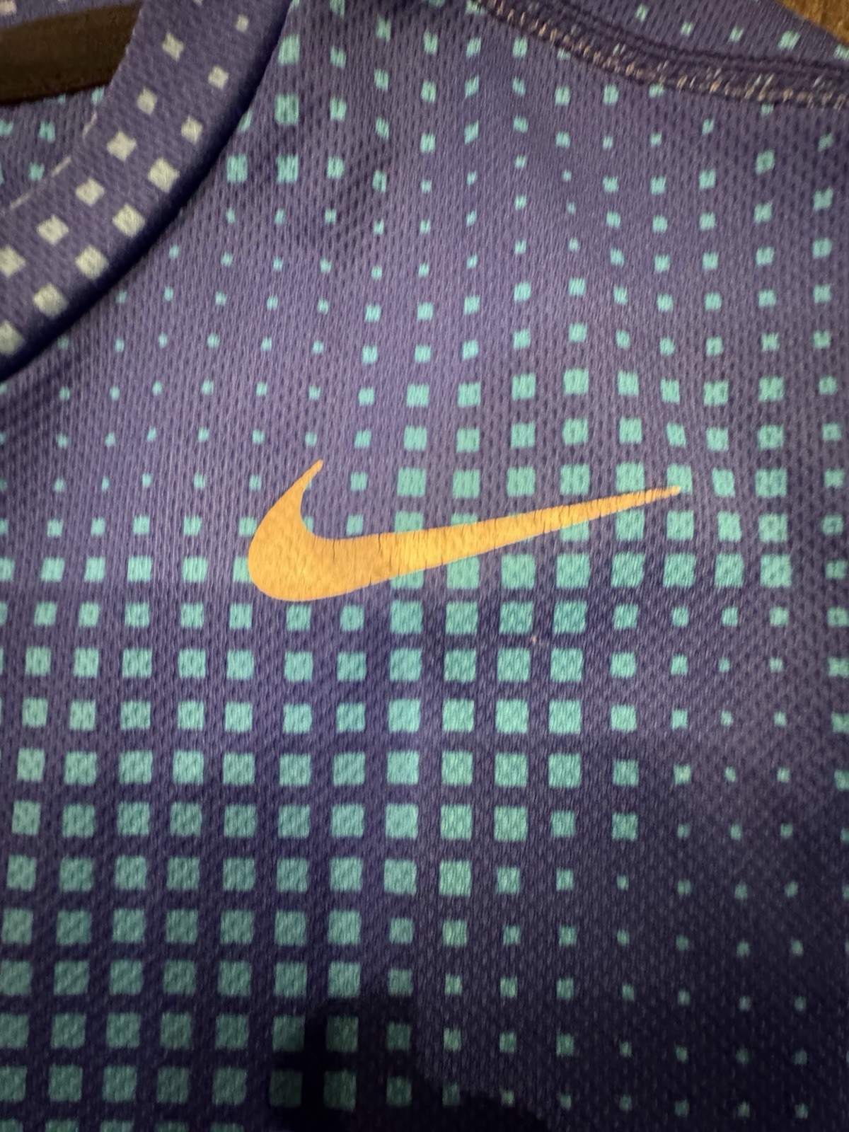 NIKE DRI-FIT SUBLIMATED MEN'S RUNNING SHIRT SIZE Medium Blue Short Sleeve gallery