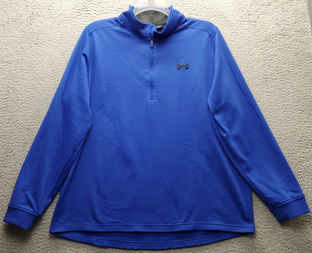 Under Armour 1/4 Zip Pullover Mens XXL Blue Fleece Lined Loose Fit Long Sleeve