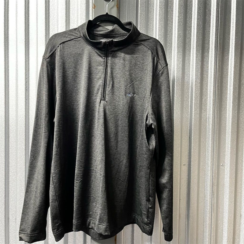 Greg Norman Golf Jacket Men's XL Gray Heather Full Zip Rip Stop Shark Logo Golf gallery