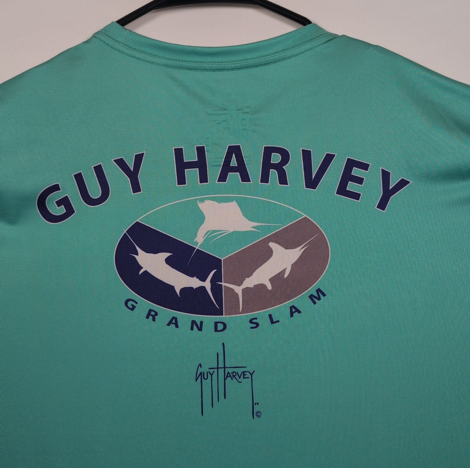 Guy Harvey Shirt Mens Large Teal Long Sleeve Performance Fishing Grand Slam gallery
