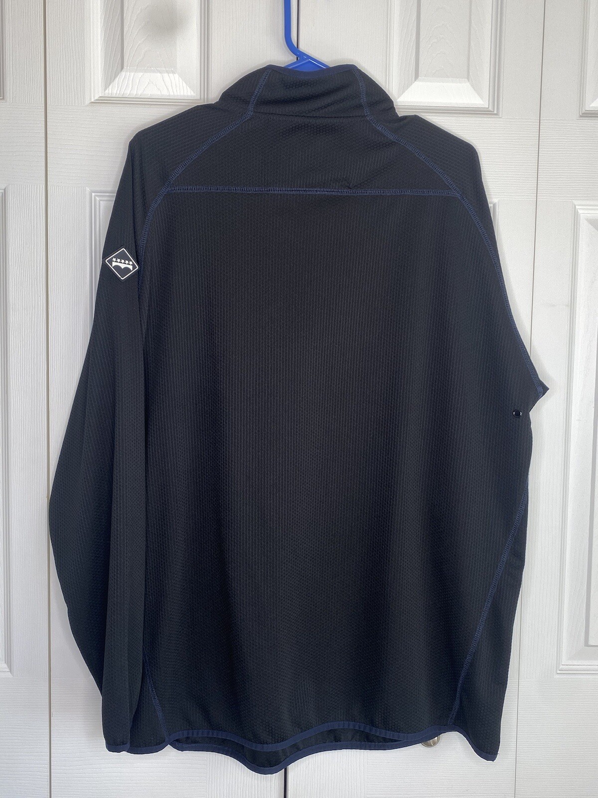 Franchise Club Shirt Men's Quarter Zip Black Blue Waffle Long Sleeve Sz L gallery