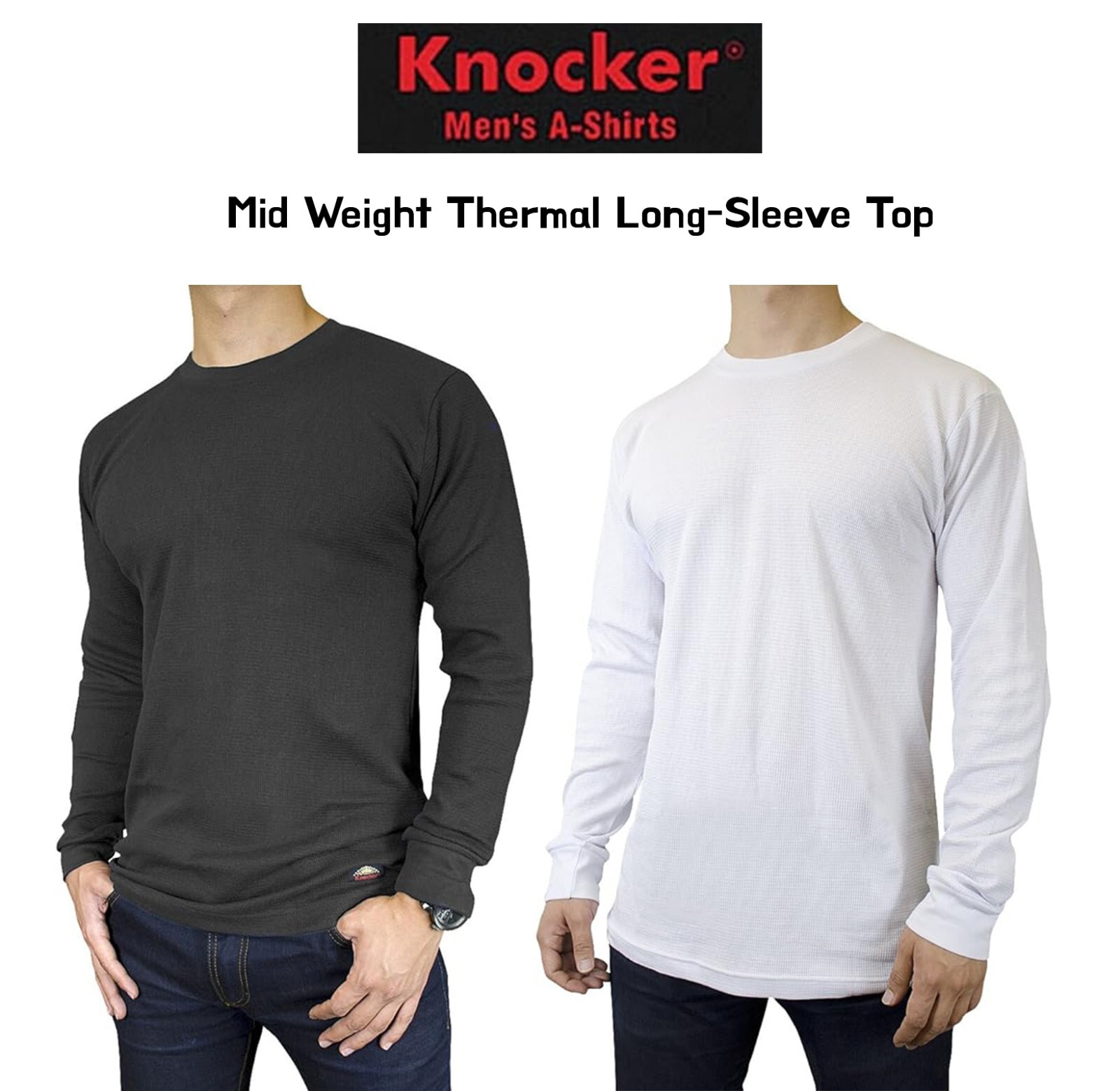 Knocker Men's Mid Weight Pre-shrunk Round neck Thermal Long-Sleeve Top Shirt gallery
