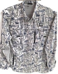 Pelagic Eclipse Guide Shirt Mens 3XL Blue Fish Print Long Sleeve Fishing Top