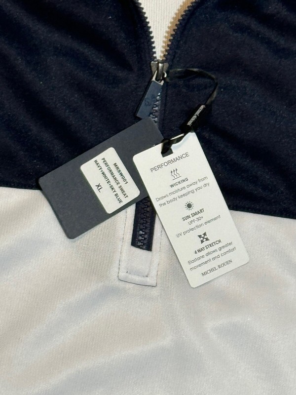 Michel Rouen NWT Men's XL Performance Pullover 1/4 Zip Long Sleeve UPF Sweater gallery