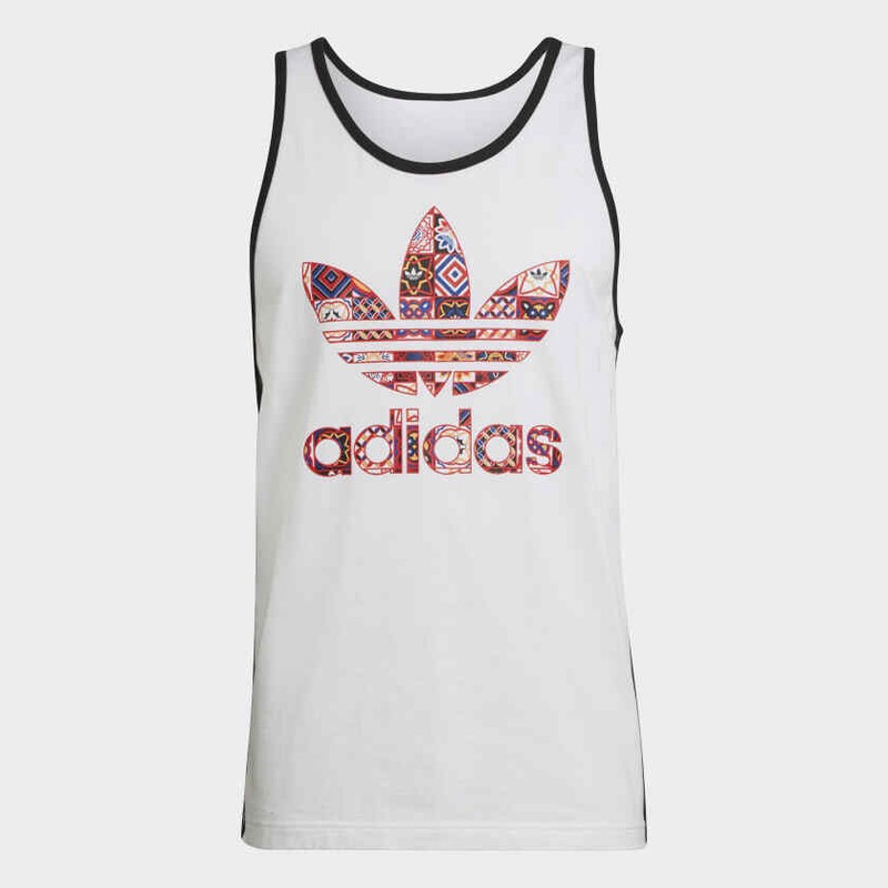 Mens Adidas Original 3 Stripe Tank Top H43942 White/Multi Size XS_S_M_L_XL gallery