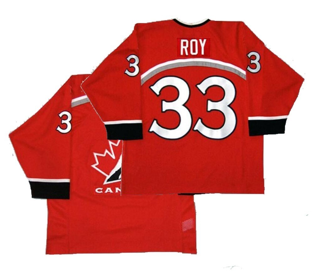 Throwback Roy #33 Team Canada Hockey Jersey Red Embroidered Custom Names