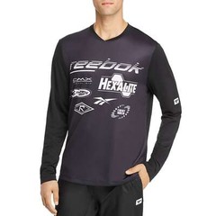 Reebok Men’s Black Classic Color Block Graphic Long Sleeve T-Shirt – Black – L
