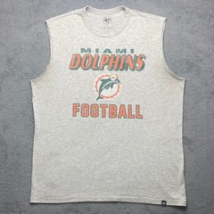 Miami Dolphins Tshirt Cutoff Mens Large Football Muscle Gray Sleeveless 47 Brand