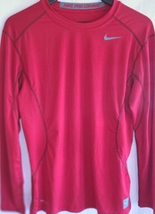 Nike Pro Combat Fitted Mens Medium Long Sleeve Athletic T Shirt Red