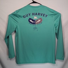 Guy Harvey Shirt Mens Large Teal Long Sleeve Performance Fishing Grand Slam