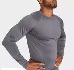 All Motion Mens Heavy Weight Thermal Shirt M MED Gray Stretch Long Johns