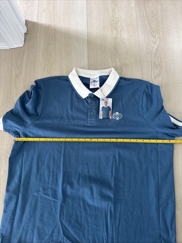 NWT Crane Pickleball Polo Shirt XL Mens Blue Embroidered Cotton Blend gallery