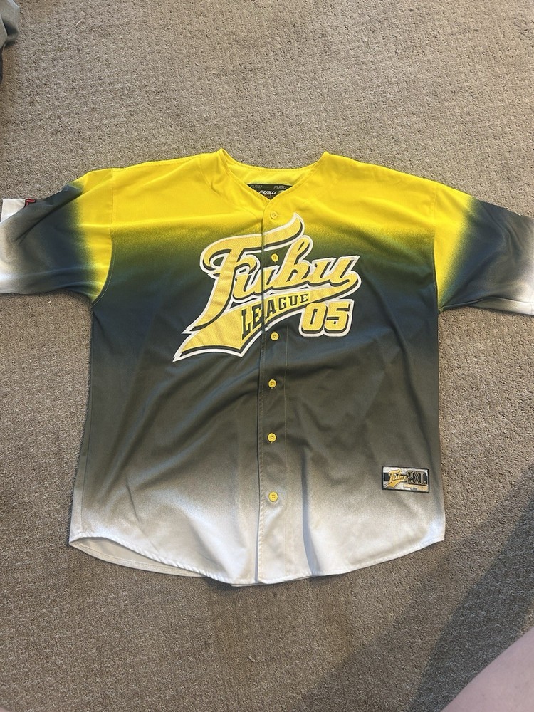 Vintage FUBU Jersey Mens XXL The Collection League 05 2005 BaseballBlue Yellow