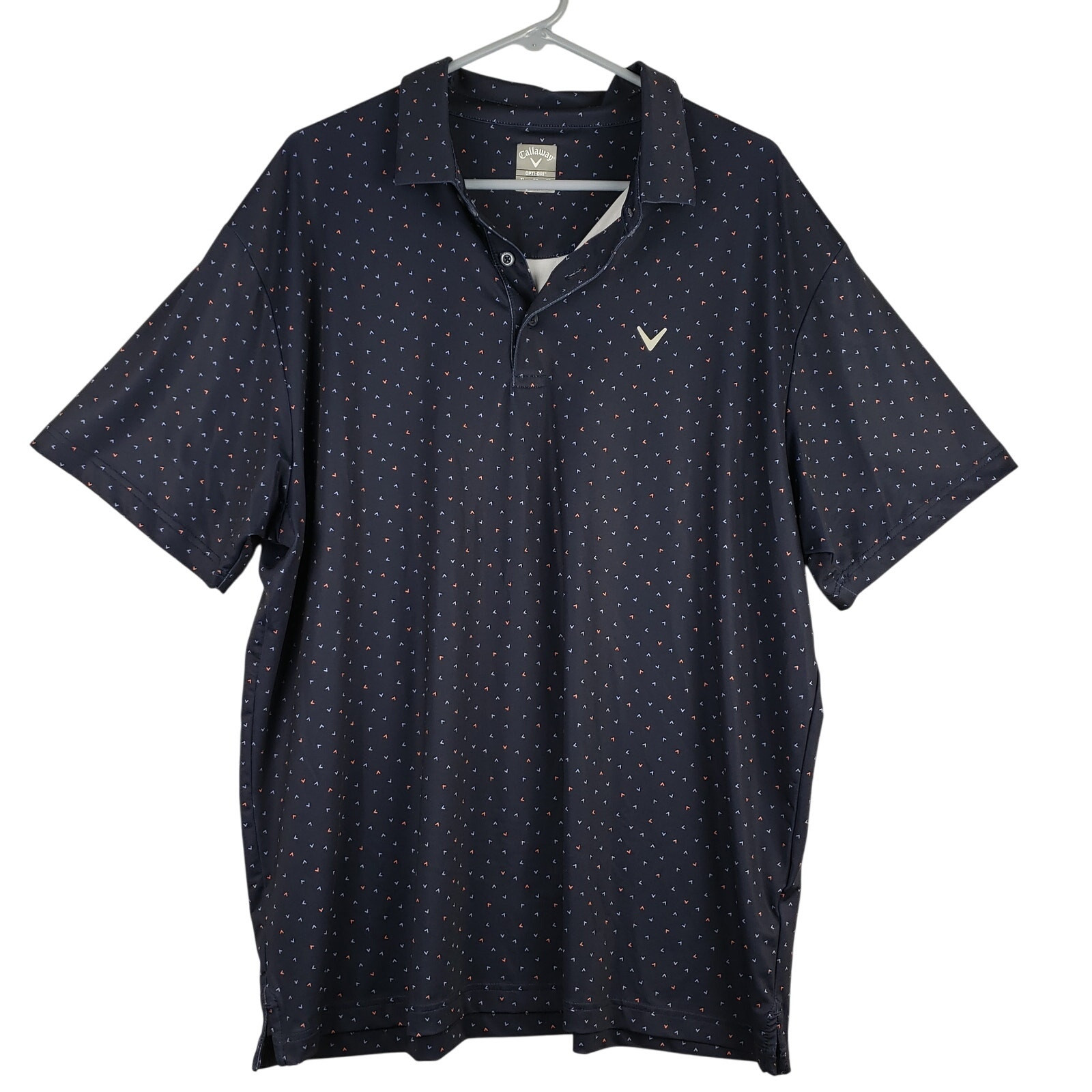 Callaway Men's XL Opti-Dry Golf Polo Navy Blue Arrow Print Performance Sporty gallery