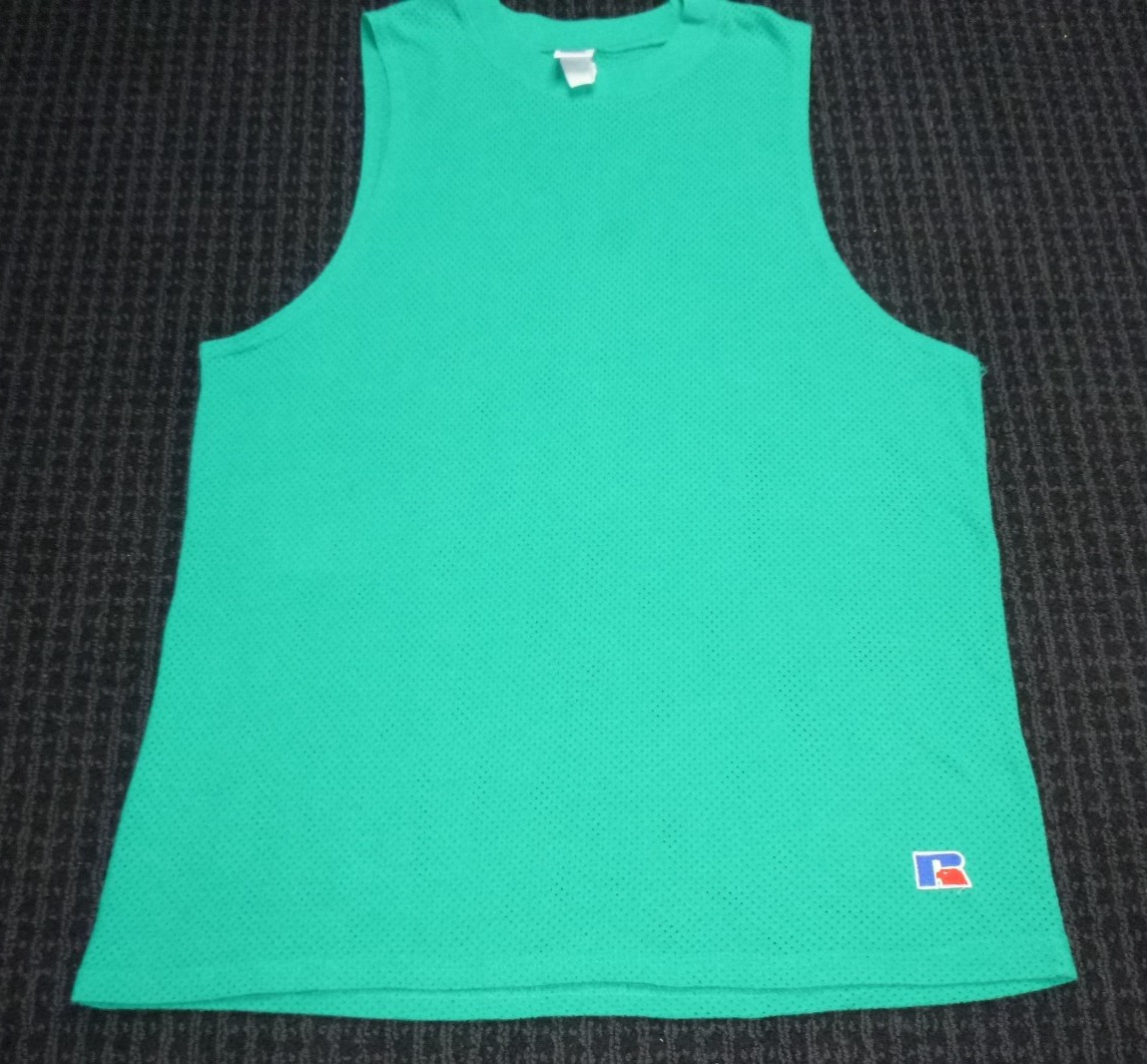 Vtg Russell Athletic Youth Mesh Muscle T Shirt Sleeveless Tee Green Sz XL gallery