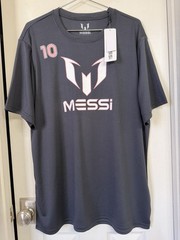 Messi Logo Tee XL Black Stretch Short Sleeve Soccer T-Shirt