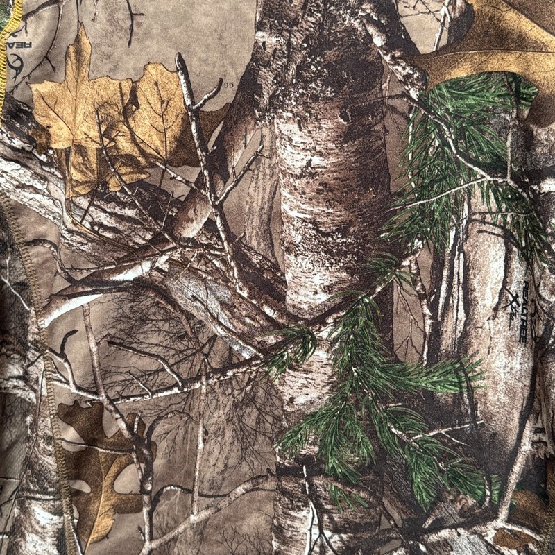 Real Tree Xtra Camo 1/4 Zip Long Sleeve Jersey Size M 38-40 Vintage Brown Leaves gallery