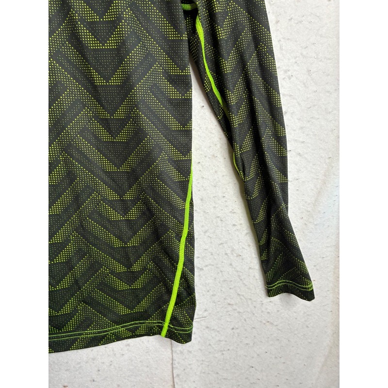 Under Armour ColdGear Compression Shirt Mens Small Black Neon Green Chevron LS gallery