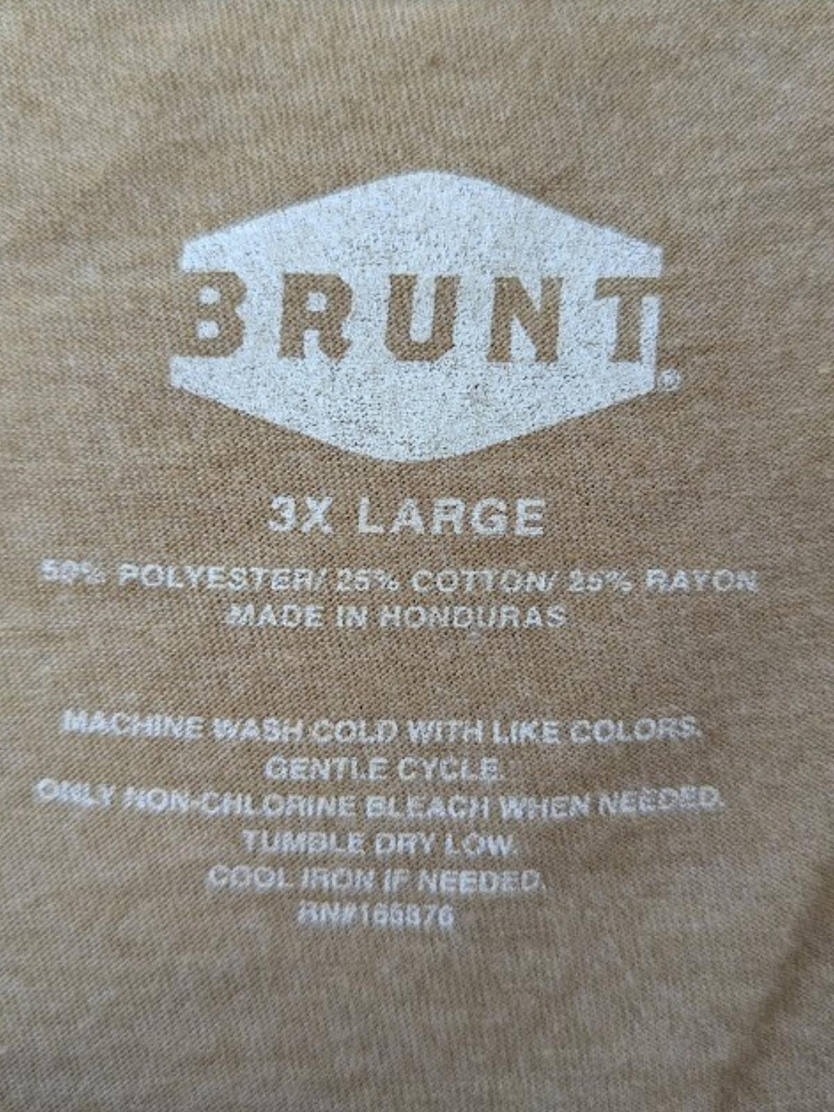 Brunt Shirt 3XL Tan Khaki Graphic Tee Oversized Baggy Tri-Blend Soft Workwear gallery
