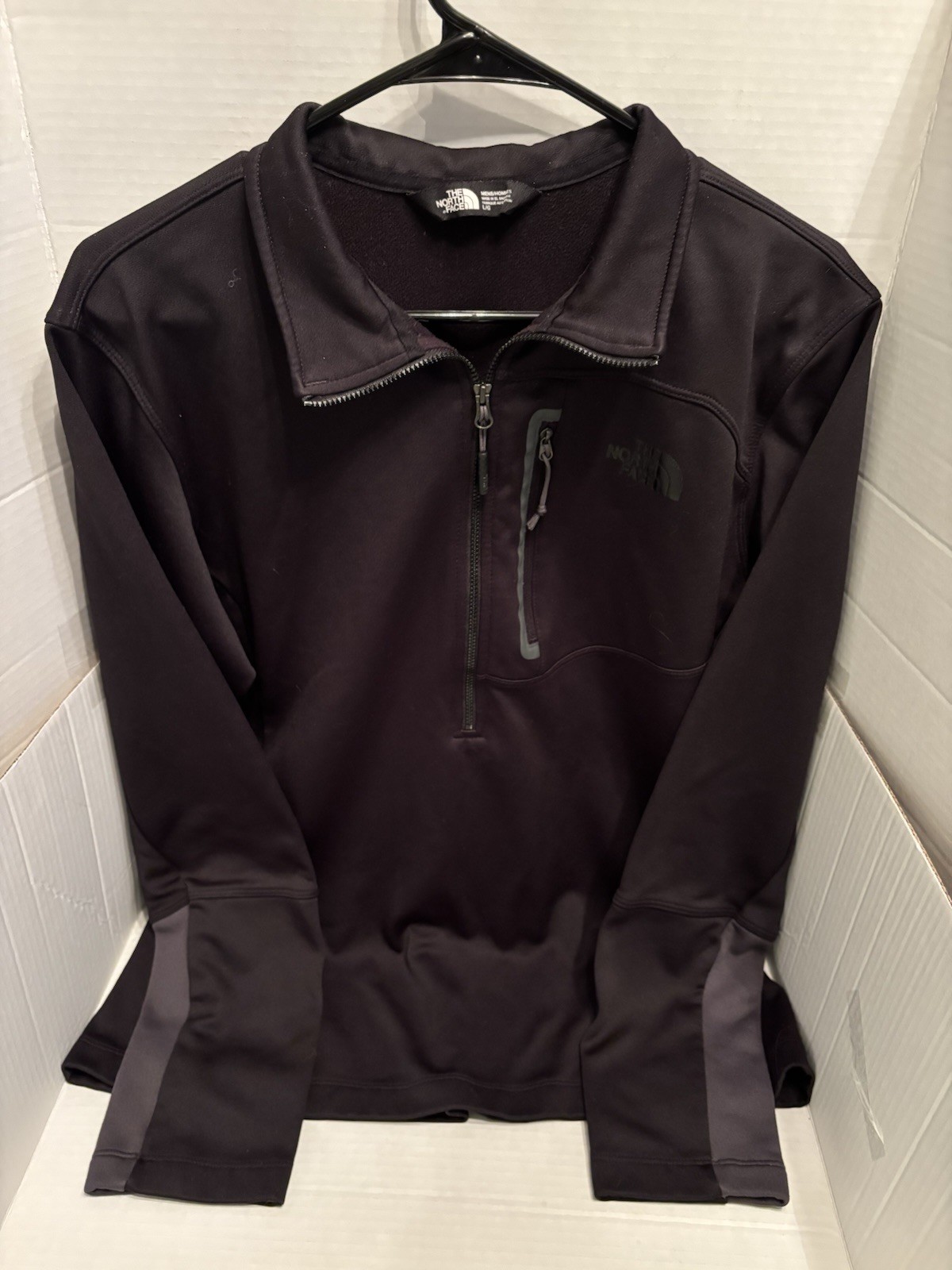 The North Face Jacket Men's Large 1/4 Zip Long Sleeve Cugo Pullover Black/Gray gallery